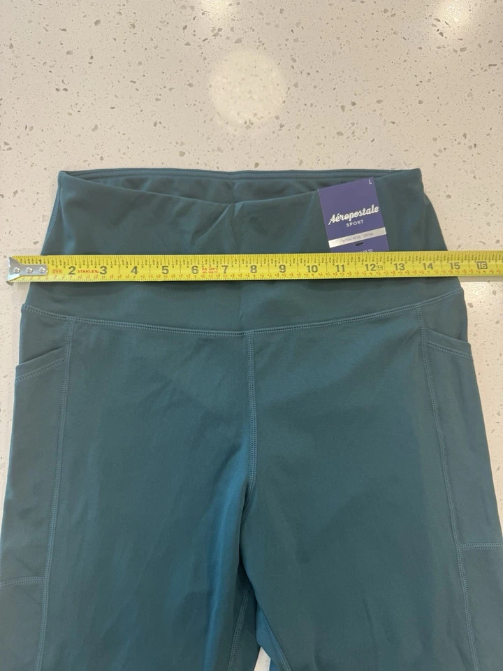 Leggings para mujer Aeropostale recortados verde azulado logotipo cintura talla grande nuevos con etiquetas Foto 3 de 3
