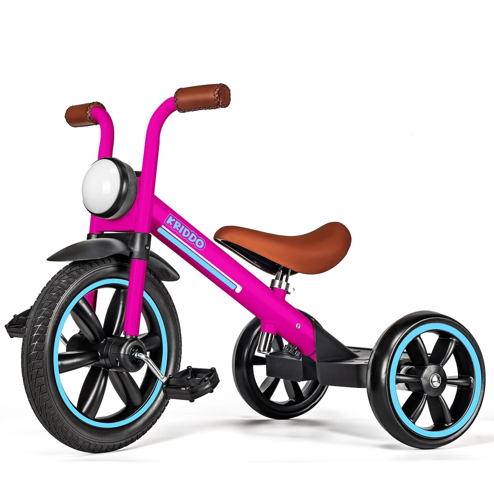 KRIDDO Kids Tricycle, 12 Inch Puncture Free Rubber Wheel w F