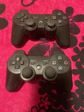 Pair (two) of Playstation 3 Black Wireless Controllers UNBRANDED AND TESTED