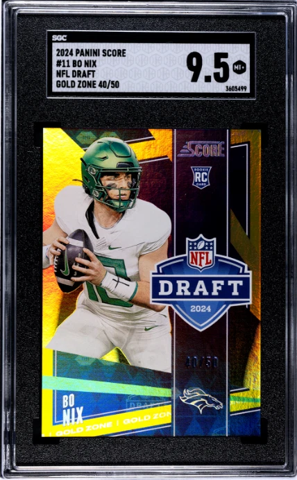 Bo Nix Panini Score NFL Draft #11 Gold Zone