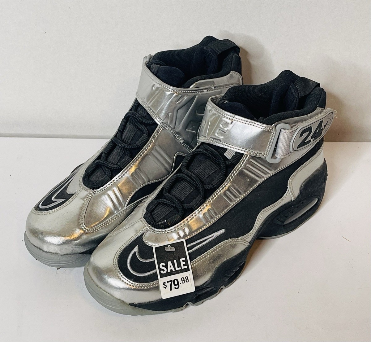 Nike Air Griffey Max 1 Black Silver Metallic Leather Mens Size 8.5