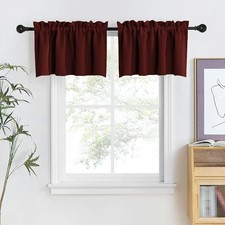 Red Christmas Valance for Windows Rod 42"W x 18"L Pack of 2 Burgundy Red