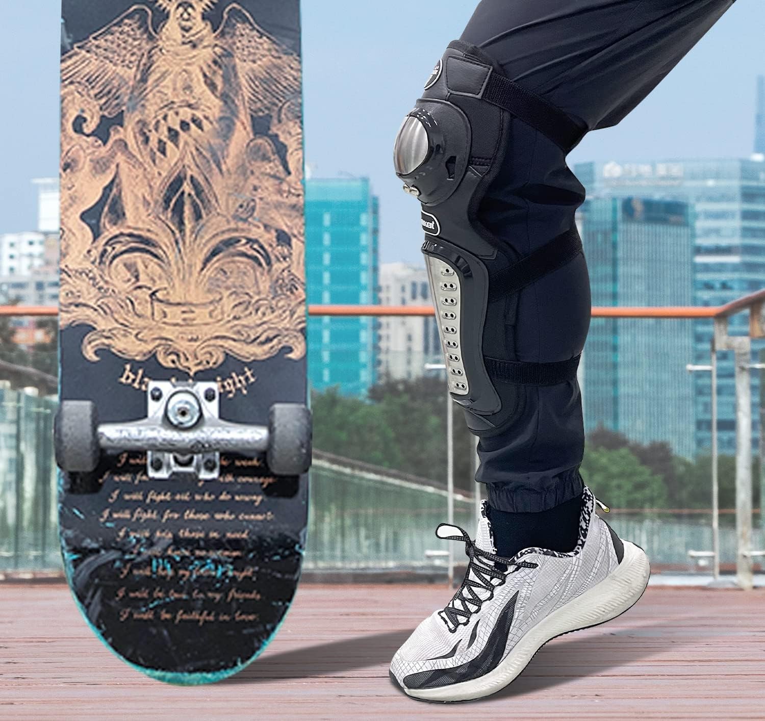 Knee Pads Elbow Pads Stainless Steel Motorcycle Elbow Knee Shin Guards Protec...