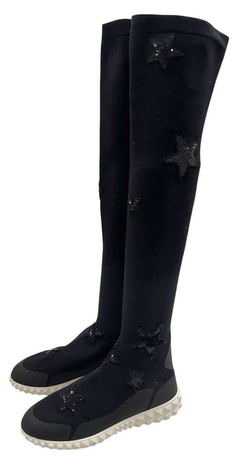 NUEVO EN CAJA Valentino Garavani Botas Planas Tejidas Sobre la Rodilla Elásticas Talla:36 (US 6) Foto 3 de 4