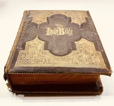 1874 - Holy Bible, G. W. BORLAND & CO, Antique Bible, Leather