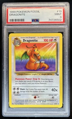 1999 Pokemon Fossil Dragonite #19/62 PSA 9