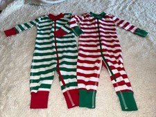 Hanna Andersson Pajamas One Piece PJ Unisex Holiday Christmas Stripe 3-6M 60cm