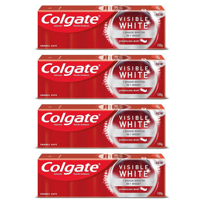 Colgate Visible White Teeth Whitening Toothpaste  FOR Fresh Breath - PACK OF 4