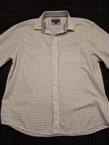 Johnston & Murphy Hemd Herren XXL Langarm Flip Cuff rosa blau kariert weiß - Bild 1 von 11