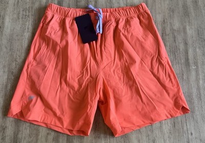 Fabletics The One Lined Shorts Mens Large 7'' Zip Pocket Gym Athletic Orange NWT