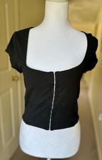 NWT Abercrombie  Fitch Hook  Eye Corset Top Black Medium Soft A F Collection