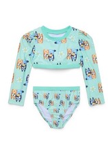 BLUEY-Girls Long Sleeve Rash Guard Swim Set Bikini  Size 5T