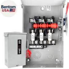 60 Amp Disconnect Box, 3 Pole Fusible Safety Switch, 110/240V, Heavy Duty Metal