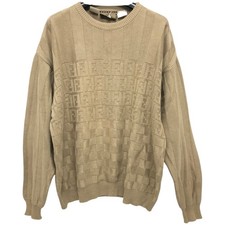 FENDI Fendi Club Zucca Pecan FF Logo Ropa Tops Mangas Largas Suéter