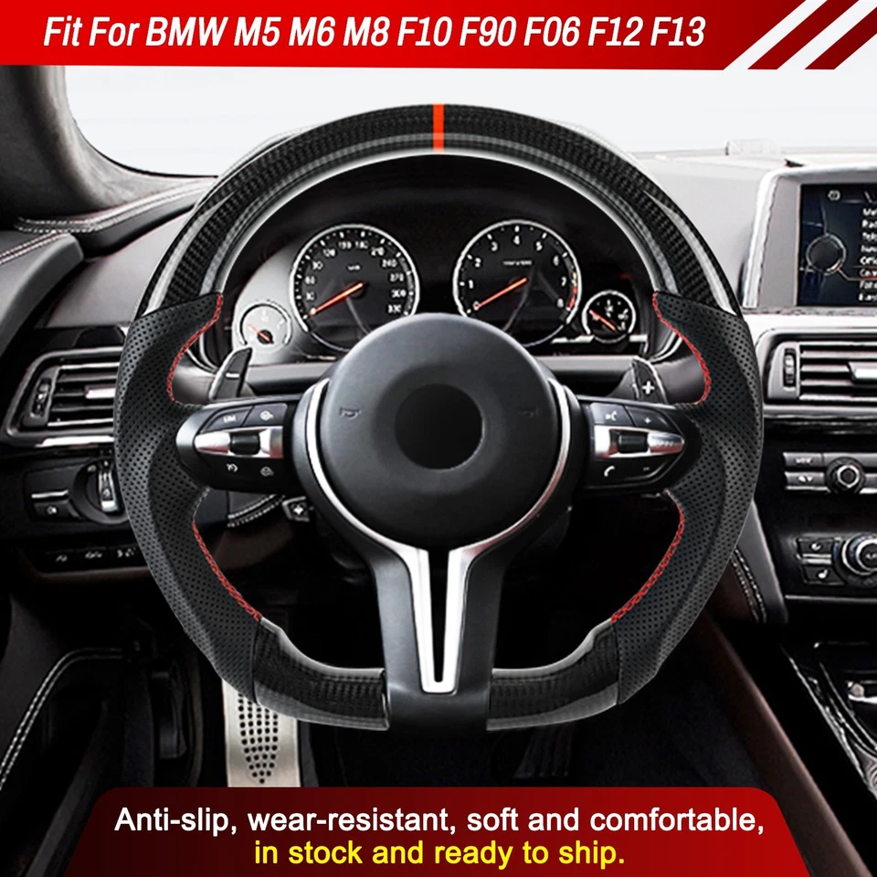 D-образный реальный углеродного волокна руль для BMW M5 M6 M8 F10 F90 F06 F12 F13 - Изображение 3 из 4