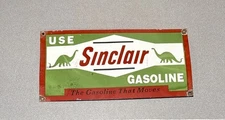 VINTAGE 18” SINCLAIR DINOSAUR PORCELAIN SIGN CAR GAS OIL MOTORCYCLE