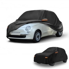 Car Cover Waterproof All Weather for Fiat 500 07-22 Black 190T-PU New