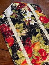 Handcrafted-Quilted Table Runner-Fall Fruits  FlowersNEW-Autumn Colors 7/2024