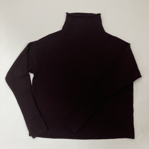 Wilfred Sweater Funnel Neck S 100% Wool Eggplant Boxy Pullover Turtle Neck - Picture 2 of 11