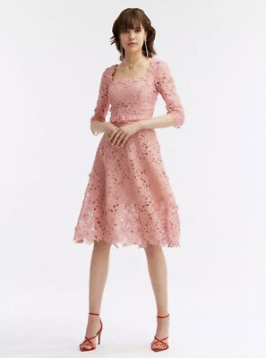 Oscar De La Renta Floral Guipure Lace Midi Dress size 6 | eBay