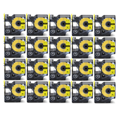 20PK 18491 Flexible Nylon Label Tape 3/4" Black on Yellow For DYMO Rhino 5000