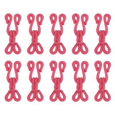 Nähhaken und Ösen, 30 Stück - Polyester bezogen (rosenrot, 27 mm Länge)
