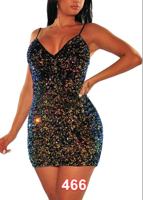IyMoo Women Sexy Sequin Glitter Spagetti Straps Bandage Bodycon Mini Party  Dress | eBay