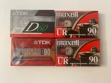 Lot Of 4 NOS Sony Maxell & TDk Cassettes.  New Sealed