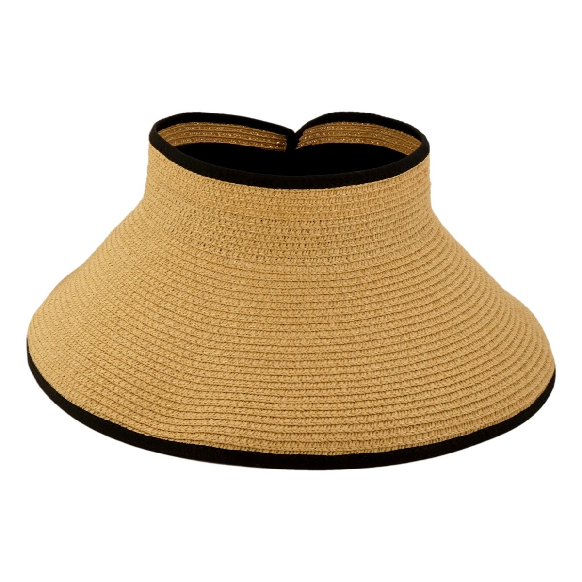 Woven Straw Visor - Tan Wide Brim Visor Hat | Breathable Straw Sun Hat – ZINNTRA main image 2