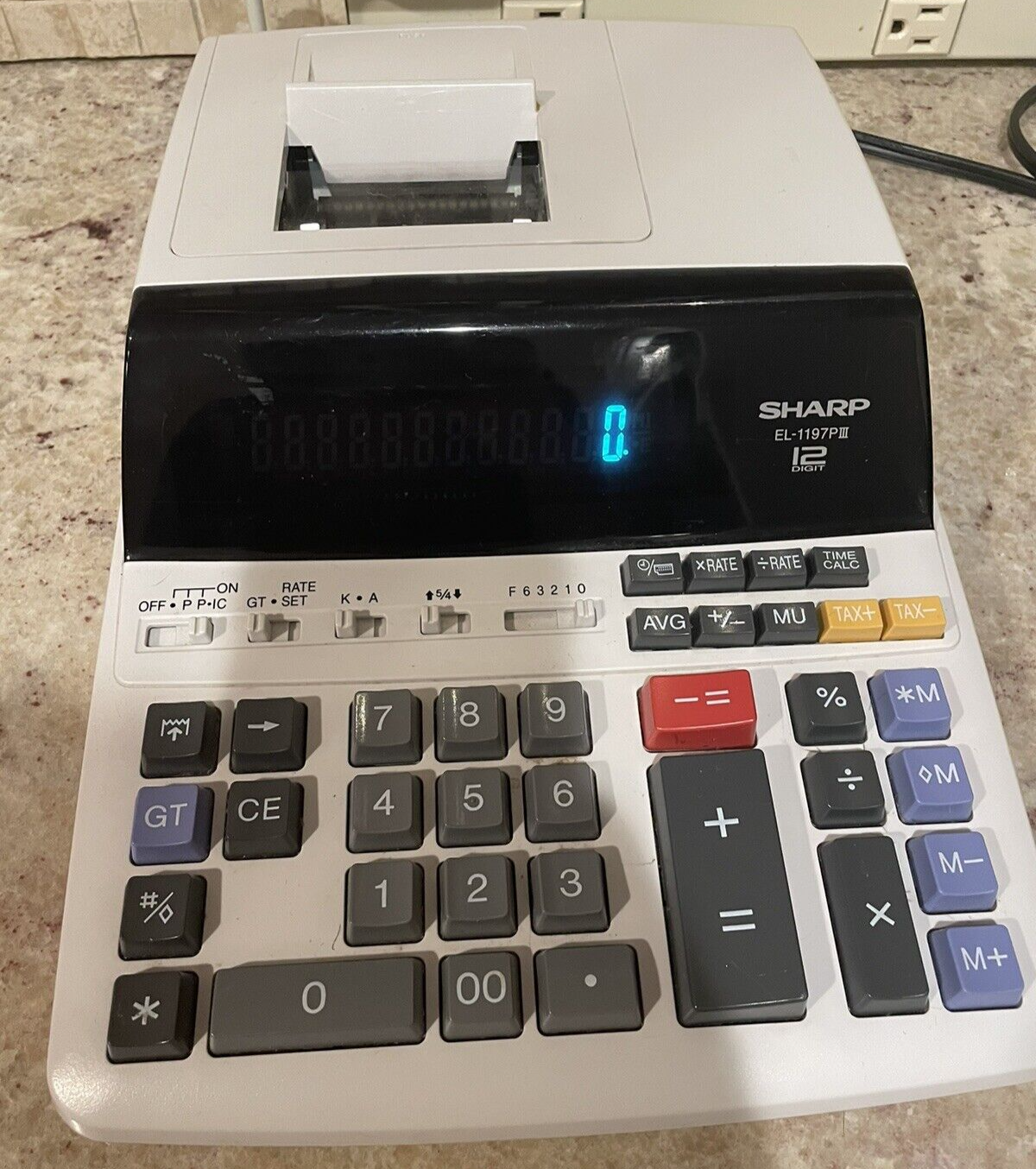 Sharp Adding Machine Screen Sharp EL-1197P III 12-Digit 2-Color Electronic Printing Adding Machine ...