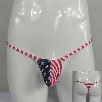 K403 P Hot Men String Thong Bulge Pouch T-back Star & Stripes Patriotic