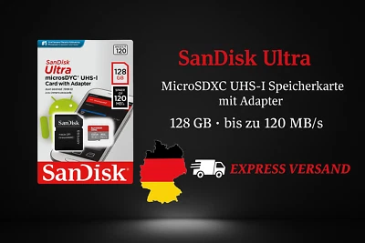SanDisk Ultra MicroSD 32GB 64GB 128GB – A1 Speicherkarte für Nintendo , Kamera