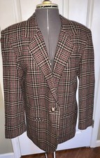 Vintage Sag Harbor Blazer Houndstooth One Button Lined Wool Blend Size 10P