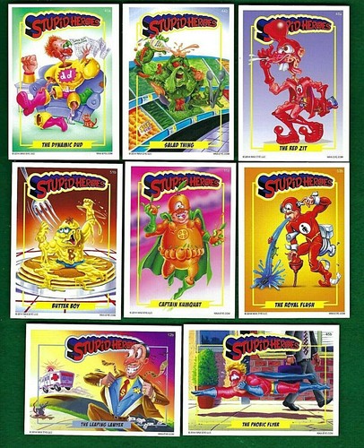 2014 STUPID HEROES STICKERS WAXEYE LOT OF 8**#'S11B,12B,41A,44B,45B,48A ...