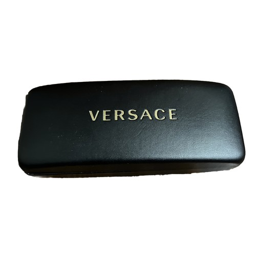 VERSACE BLACK HARD LEATHER CLAMSHELL SUNGLASSES EYE GLASSES CASE 