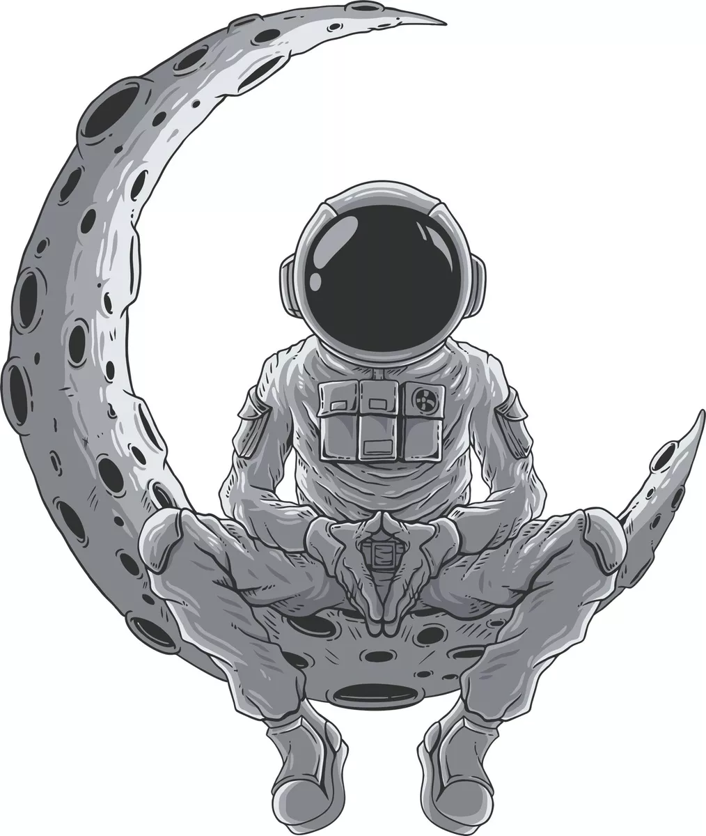 4” Astronaut Sticker Moon Sitting Cute Planet Space For Car Window Bumper  Laptop