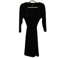Talbots Wrap Dress Womens Medium Black Stretch Cocktail Ladies