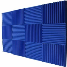 Blue 12 Pack Acoustic Foam Panels, 1" X 12" X 12" Sound Proof Foam for Walls
