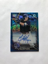 2016 GARRETT HAMPSON BLUE REFRACTOR # /150 AUTO Bowman Chrome Draft Autograph