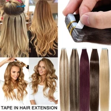 Seamless Indian PU Skin Weft Tape in Ombre Remy Human Hair Extensions Full Head