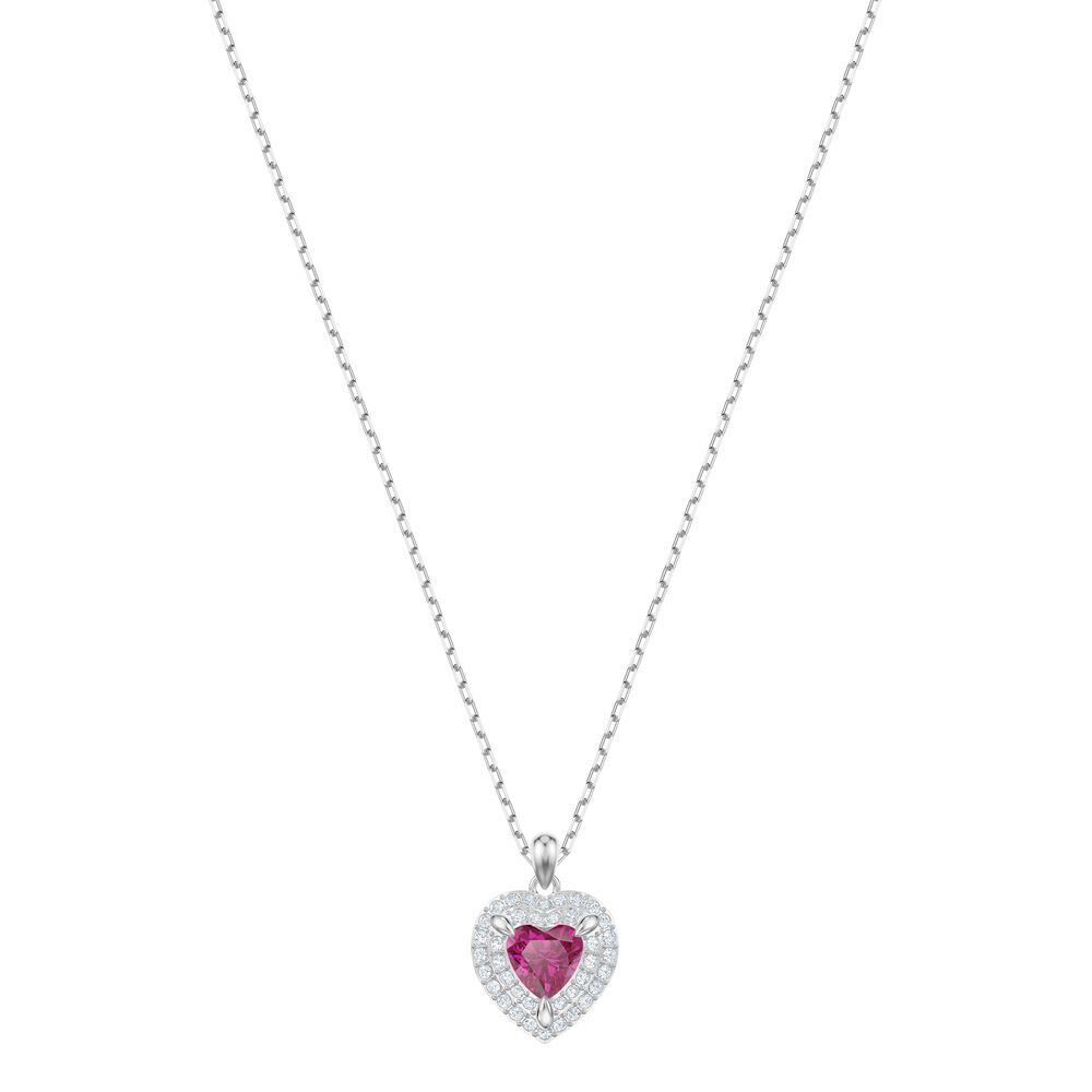 Swarovski One 5446301 Rhodium Plated Crystal Red Heart Pendant