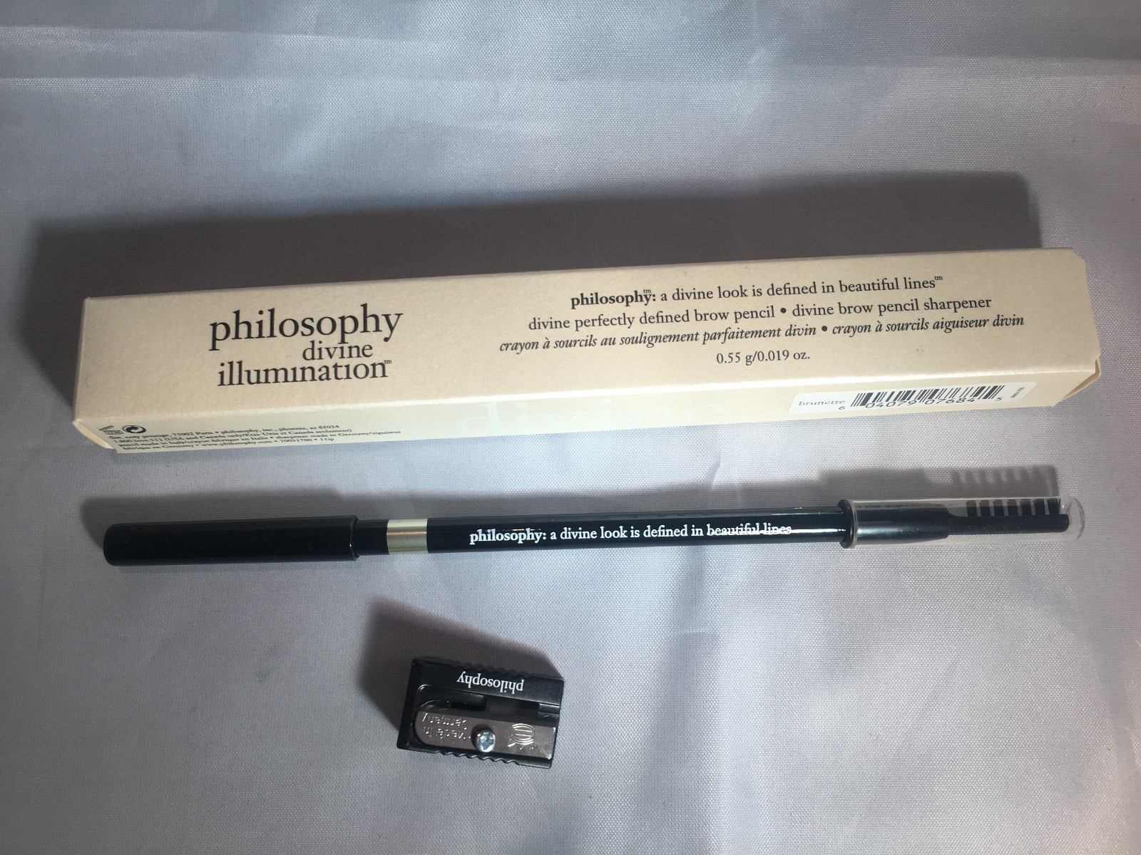Philosophy Divine, perfectly defined brow pencil, shade brunette, with sharpener