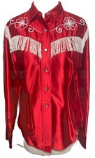 VTG H Bar C California Ranchwear Red Shirt Size 36 Long Tail Pearl Snap