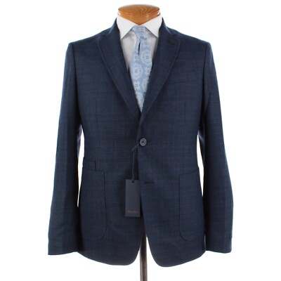 Zanella NWT 100% Wool Vinny Sport Coat Size 40R US In Blue Melange