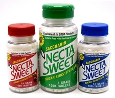 Necta Sweet Saccharin 1000-Tablet Bottle 1-Grain, 1/2-Grain or 1/4-Grain Tablet 