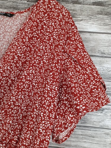 Shein Curve Red/white Floral Shortsleeve Romper Shorts Women's Plus Size  1XL | eBay