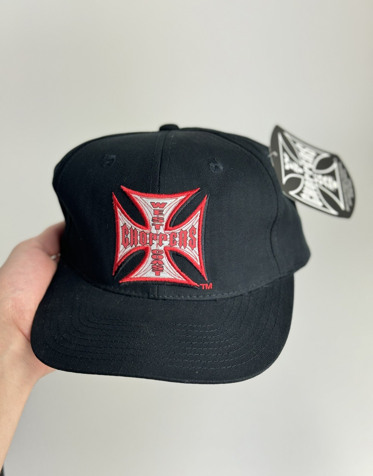 Vintage West Coast Choppers Hat Y2K Black Biker Motorcycle Snapback Jesse James