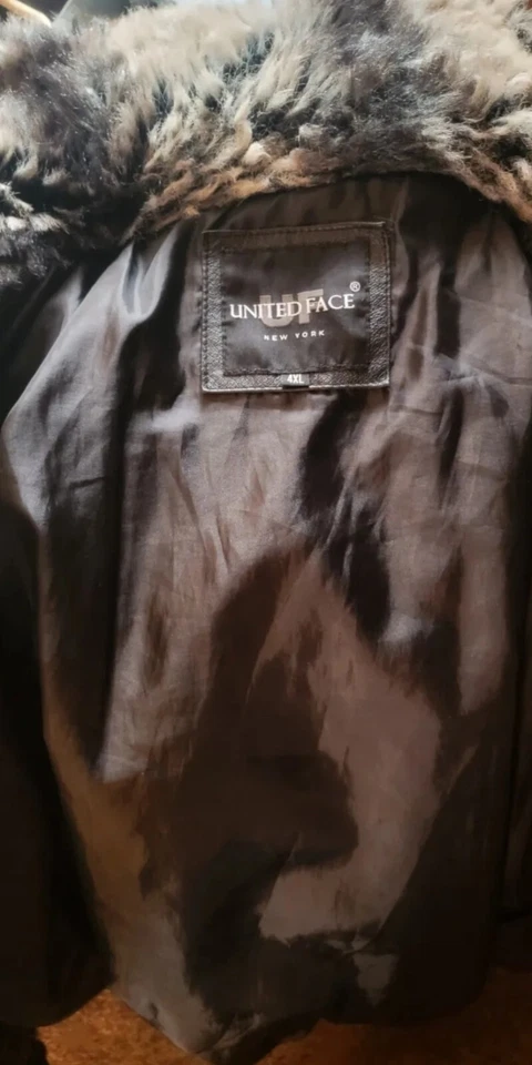 Chaqueta de piel sintética de cuero real rara United Face Foto 2 de 4
