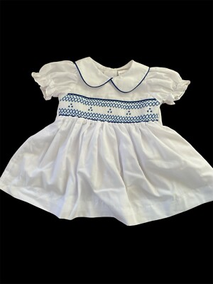 Unbranded NWOT White/Blue Smocked Embroidered Peter Pan Collar Dress-9Mos | eBay Unbranded NWOT White/Blue Smocked Embroidered Peter Pan Collar Dress-9Mos | eBay