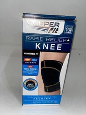 Copper Fit Rapid Relief Knee Compression Hot Cold Therapy Adjustable Wrap Black